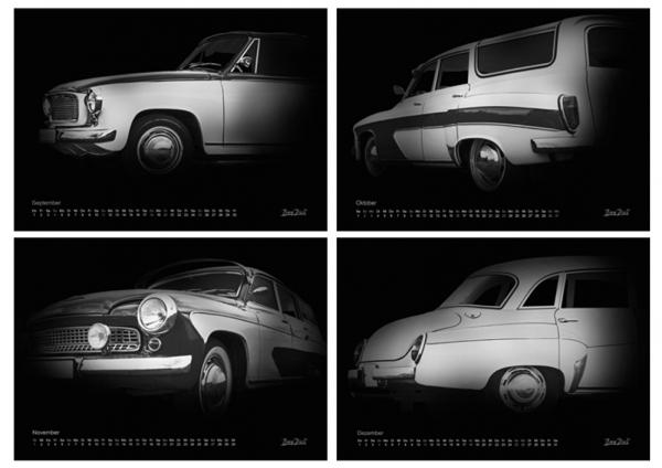 A2 Wandkalender mit Motiv von Wartburg black / white A2K3